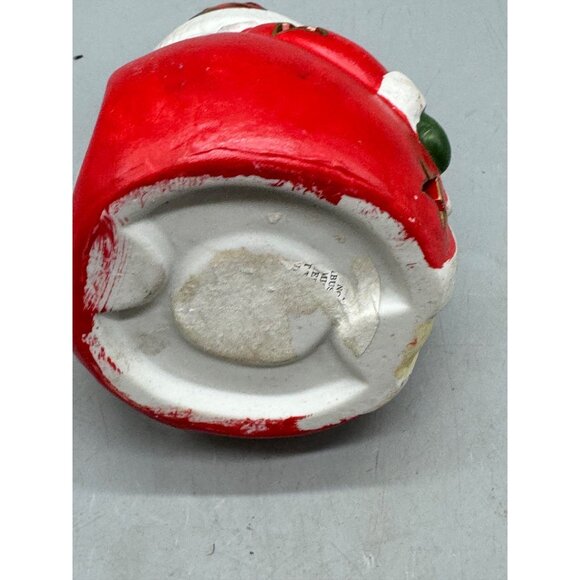 Hand-Painted Ceramic Santa Claus Candle Holder With Star Cutouts 6.5" red READ - Picture 8 of 9